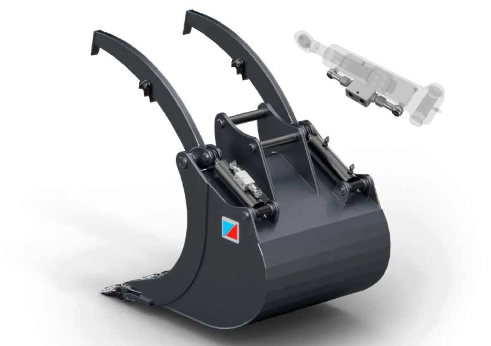 CB mini - hydraulische bak met klem voor minigraver van achteren, met de constructiedetails