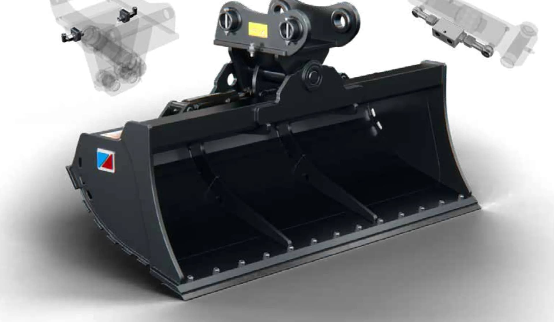 GDH - schwerer hydraulischer Planier- und Grabenräumlöffel von vorne, mit den Konstruktionsdetails