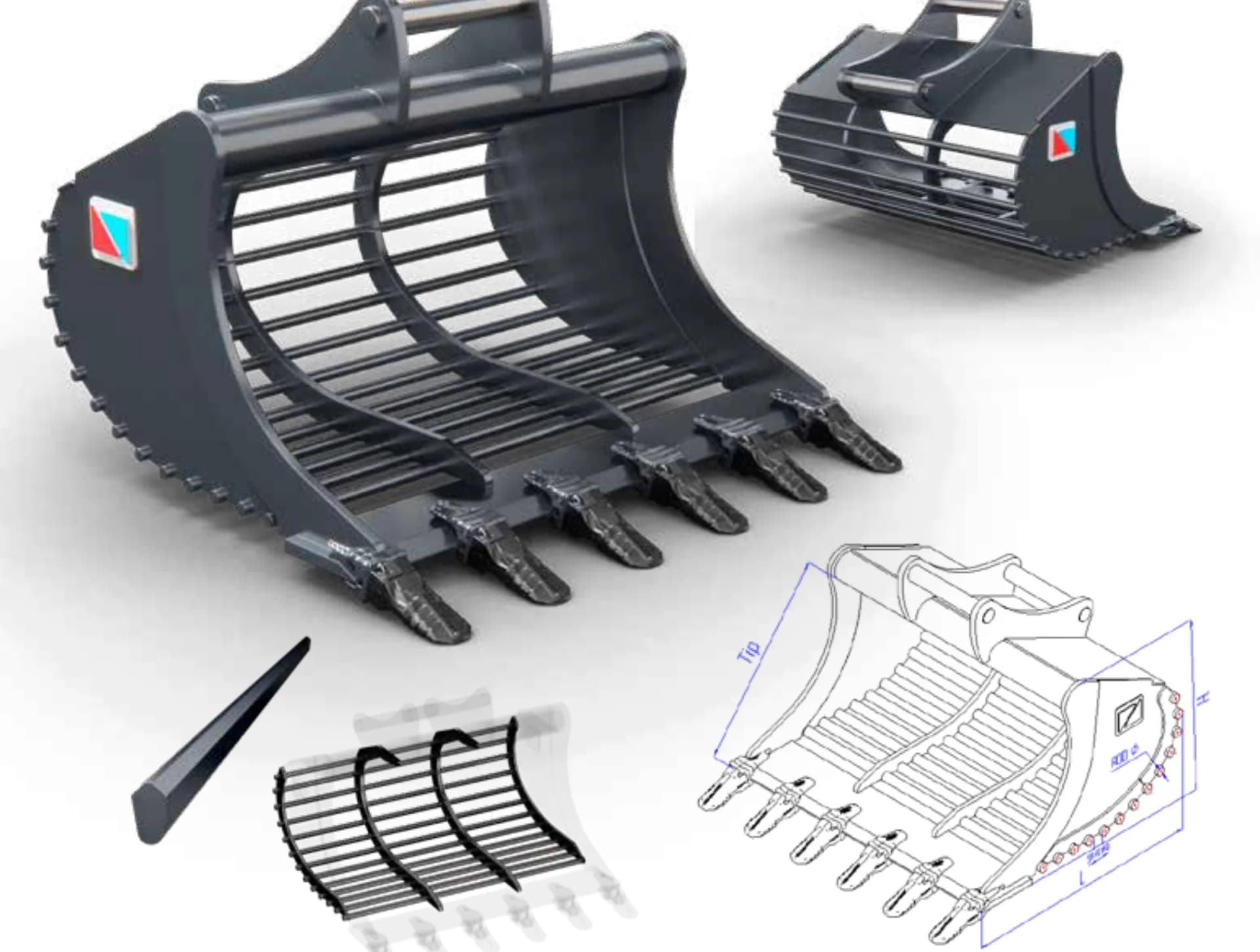 RGPR - zeefbak van voren, met de constructiedetails